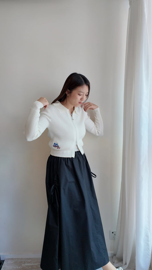 型格布口袋拉繩半截裙