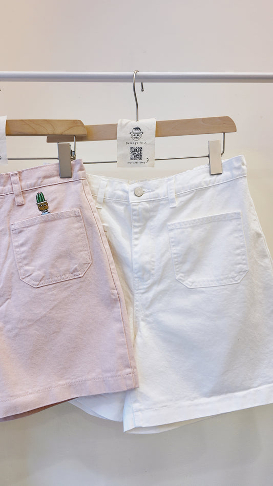 高腰六角口袋顯瘦牛仔短褲