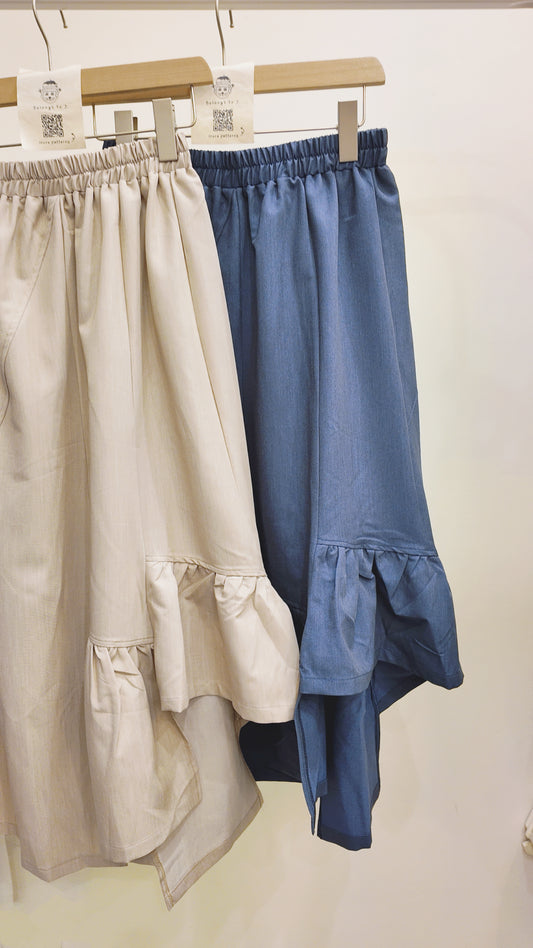 自家製-下擺荷葉邊拼接半截裙