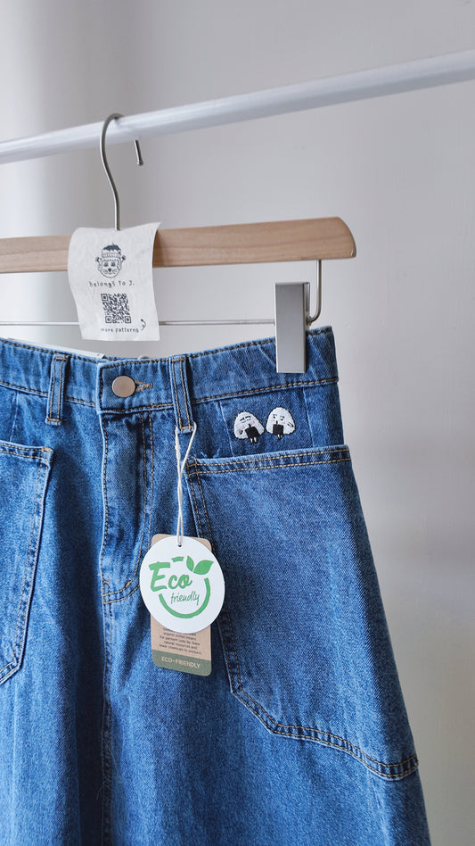 大口袋洗水牛仔半截裙