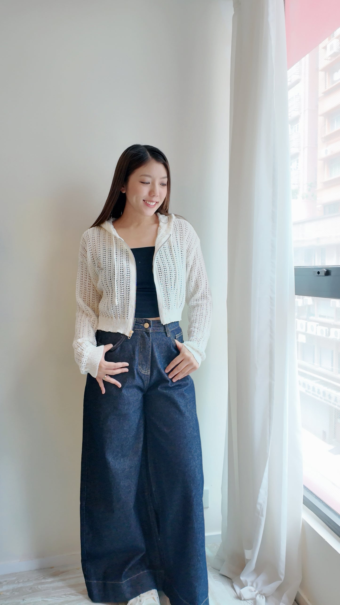 粗針織洞洞連帽外套