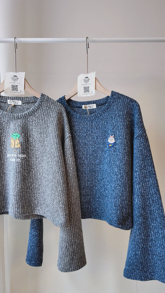 自家製-混色針織圓領上衣