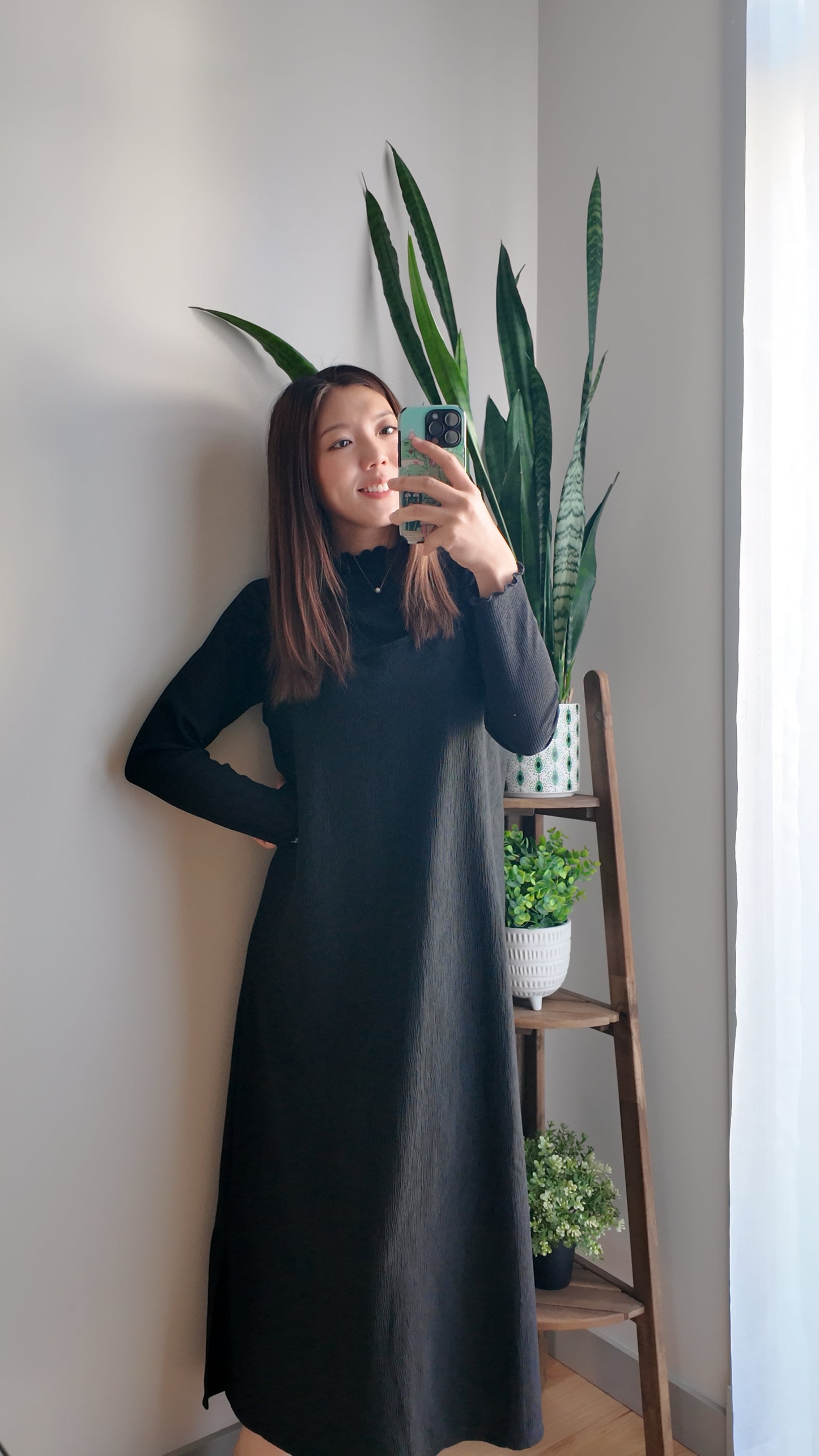 波紋細肩吊帶連身裙