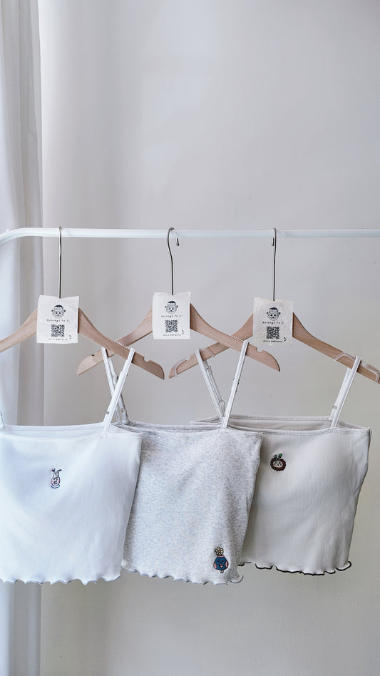 可調節下擺撞色捲邊背心(有胸墊)