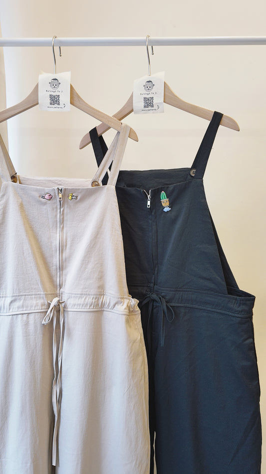 寬鬆拉鏈開胸連身闊褲