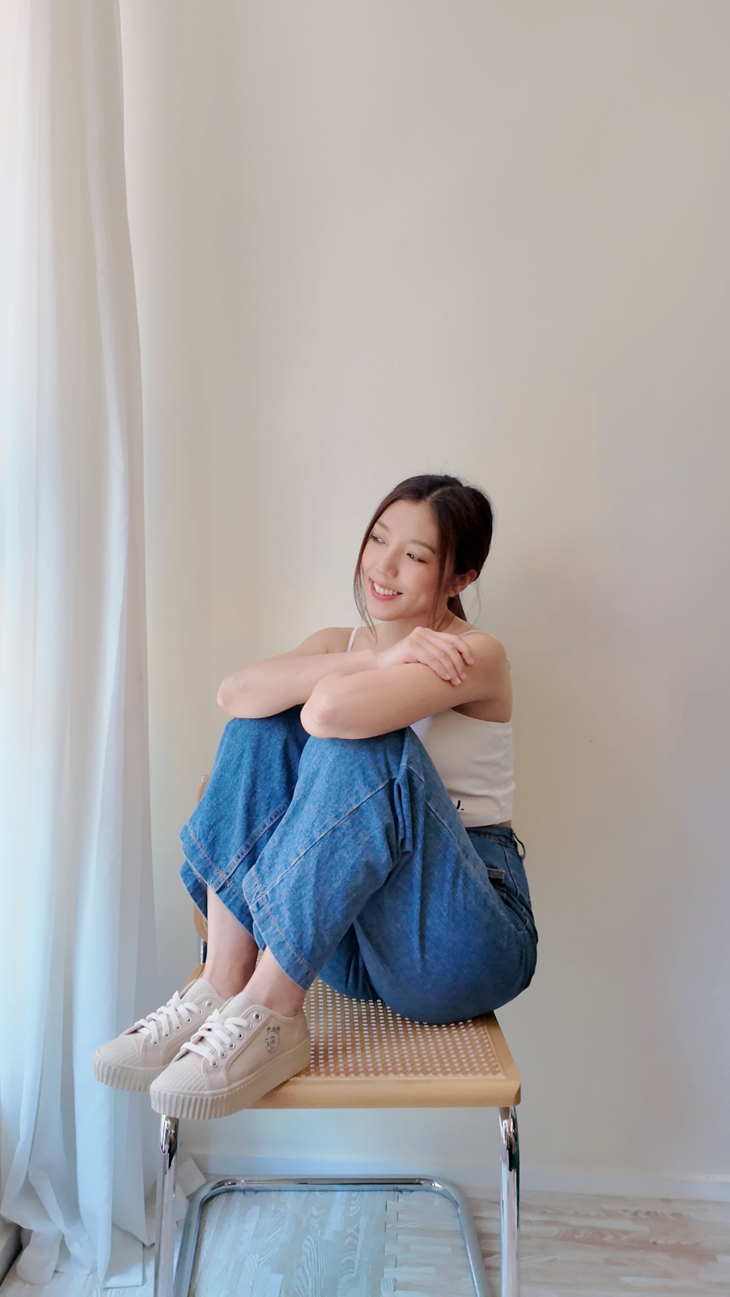 刺繡休閒厚底帆布鞋