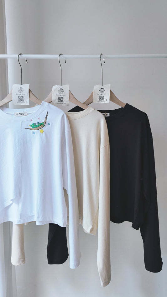 不規則下擺長袖上衣