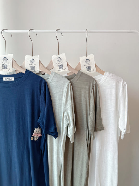 圓領側面開叉短袖上衣