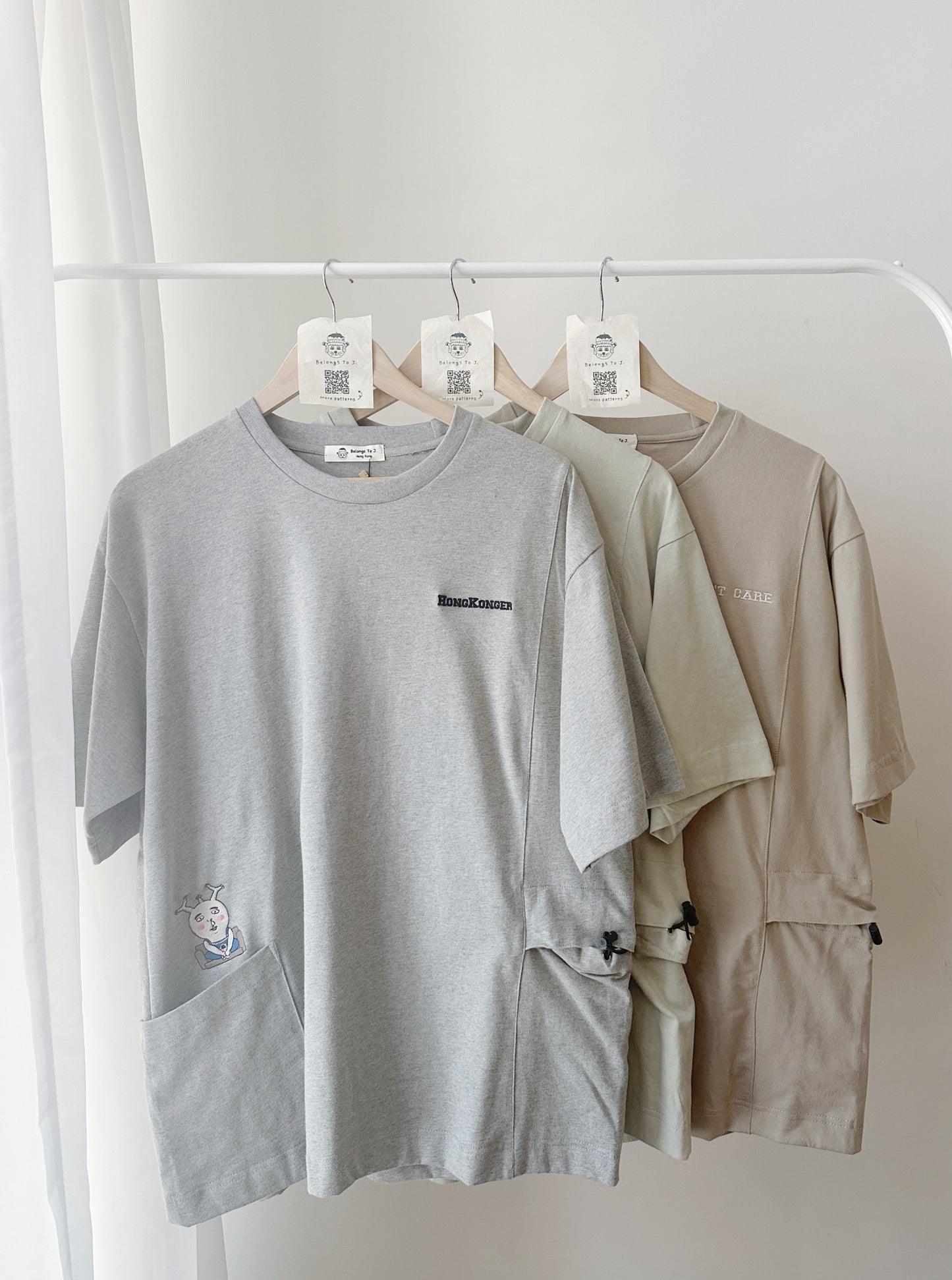 中性寬鬆雙口袋T-shirt