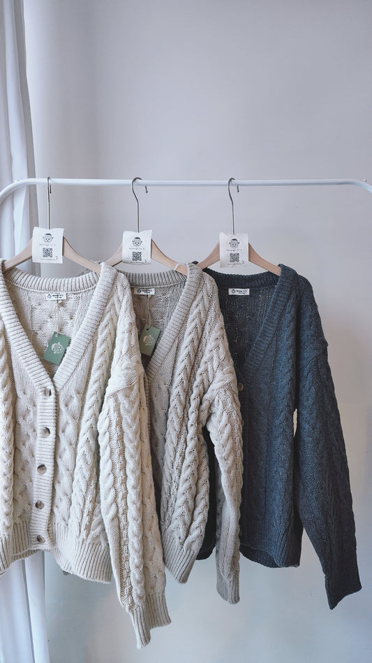 粗針麻花長版外套