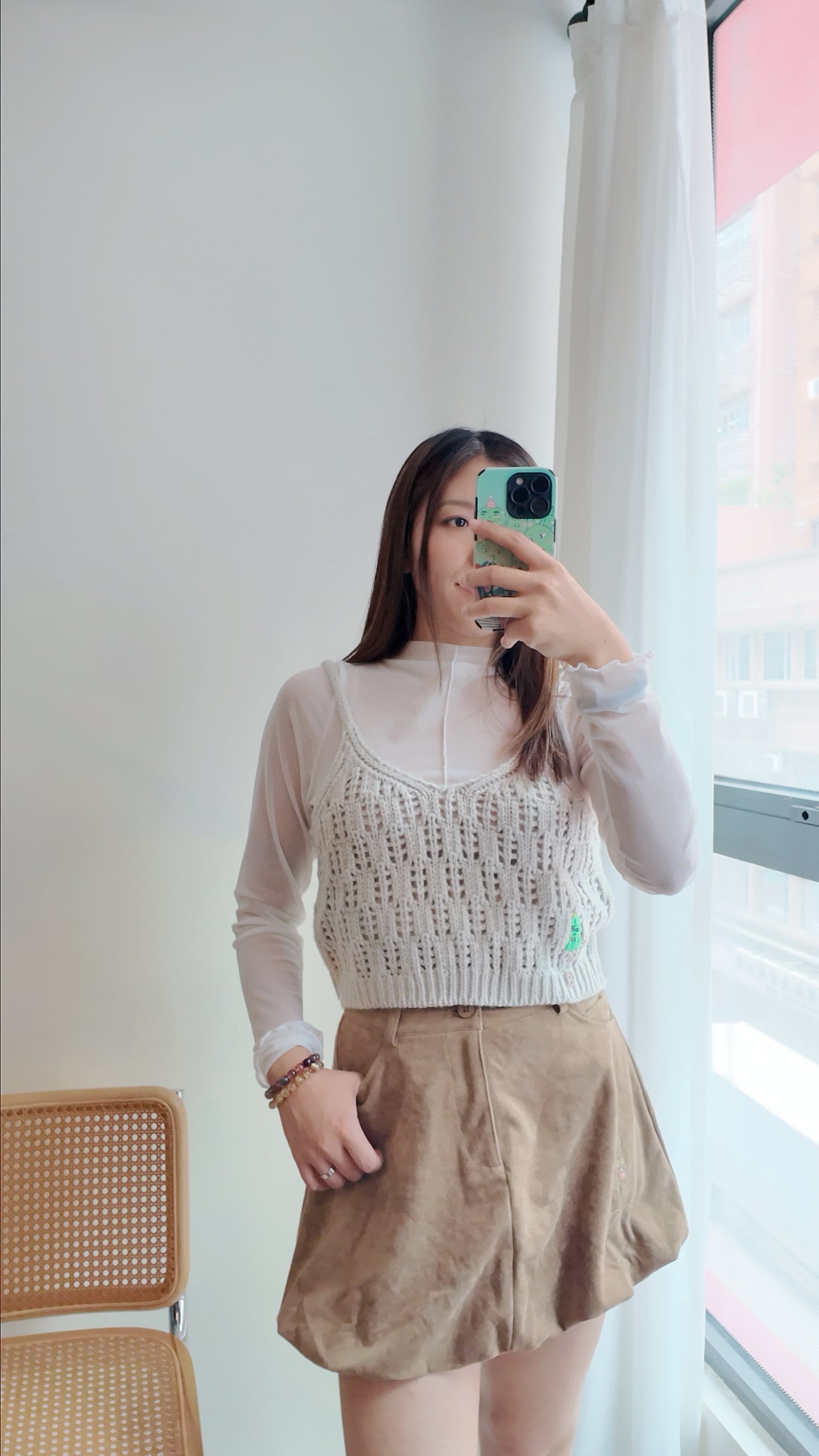 麂皮柔膚氣球短裙