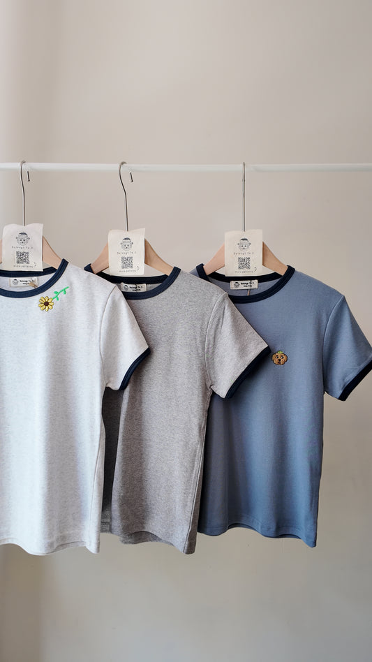 拼色包邊短袖上衣