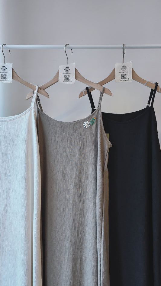 波紋細肩吊帶連身裙