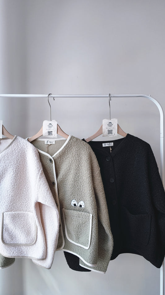 Two-tone 落肩羊羔毛外套