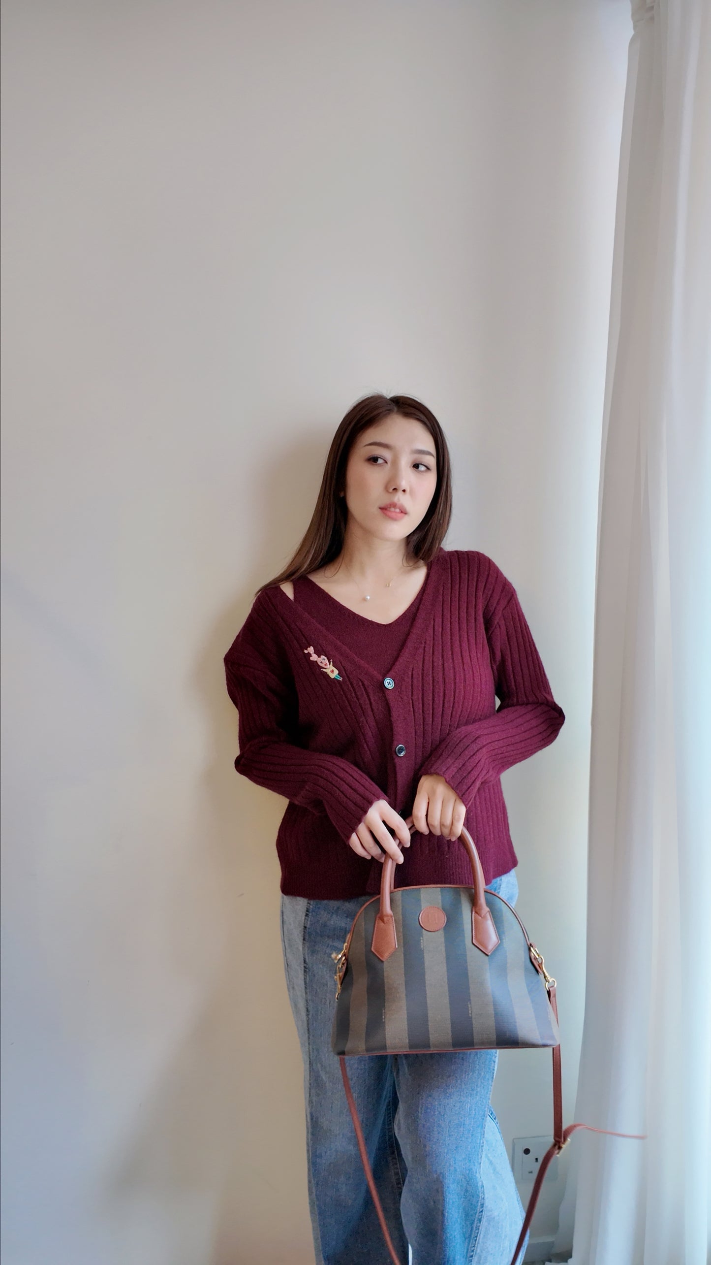 真兩件針織背心外套套裝