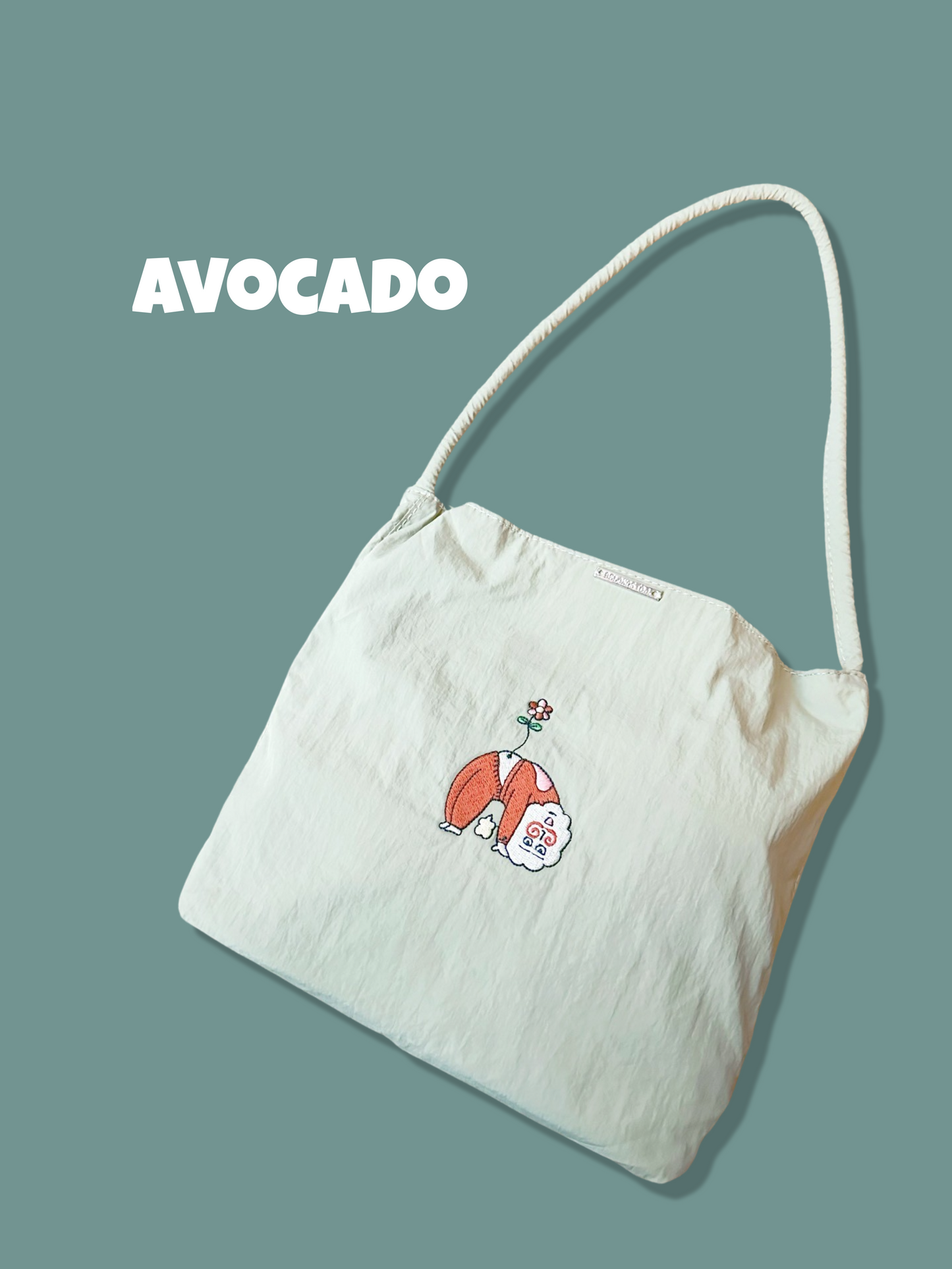 簡約尼龍小Totebag|自家刺繡圖案