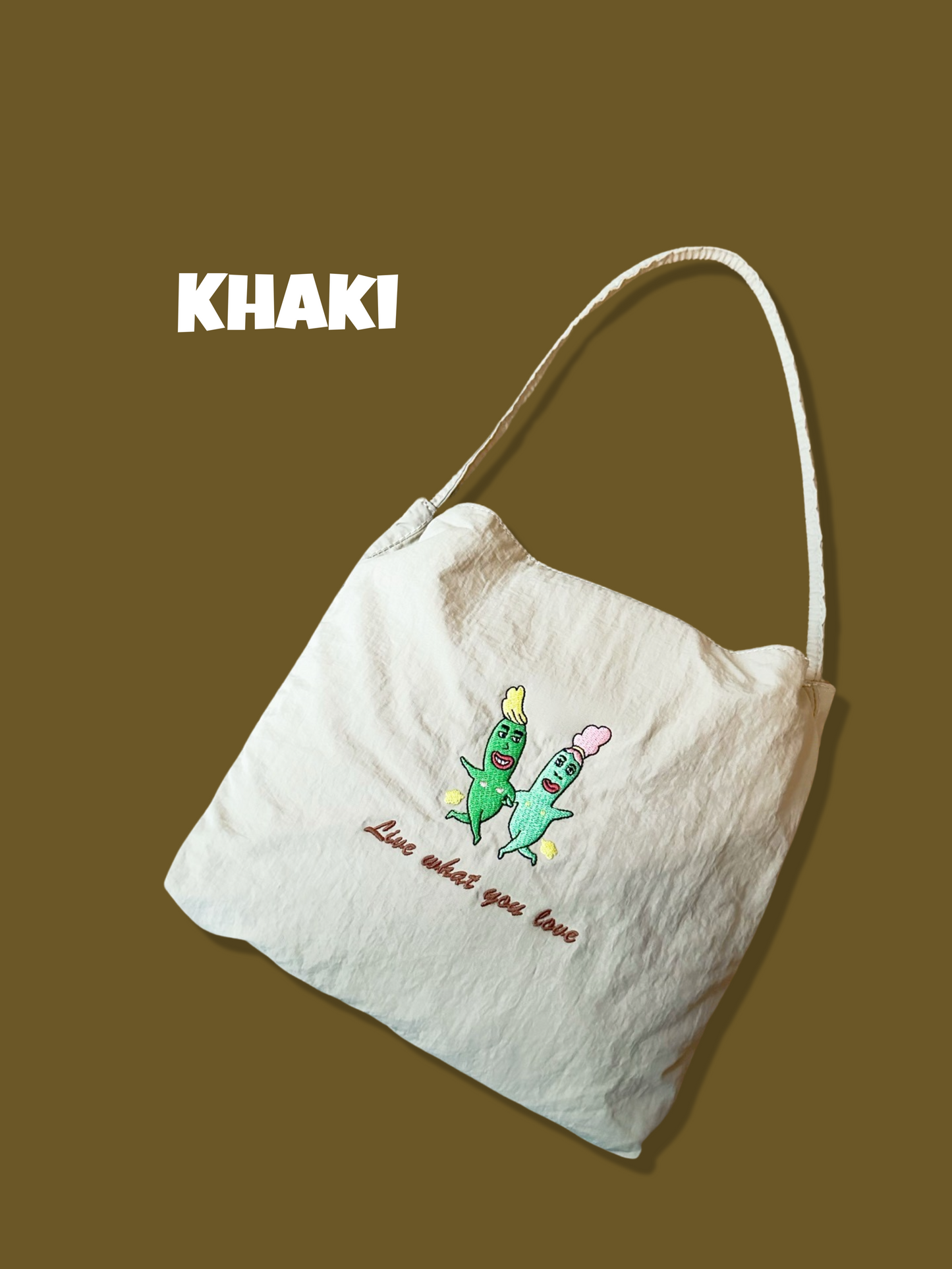 簡約尼龍小Totebag|自家刺繡圖案