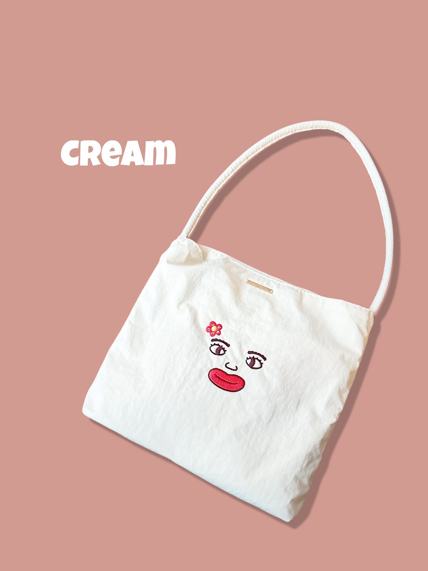 簡約尼龍小Totebag|自家刺繡圖案