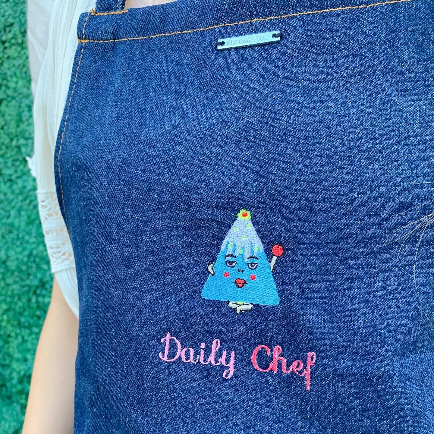 刺繡牛仔圍裙|自家刺繡圖案