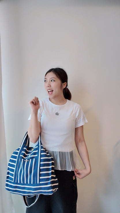 全棉圓領Tee網紗背心兩件套
