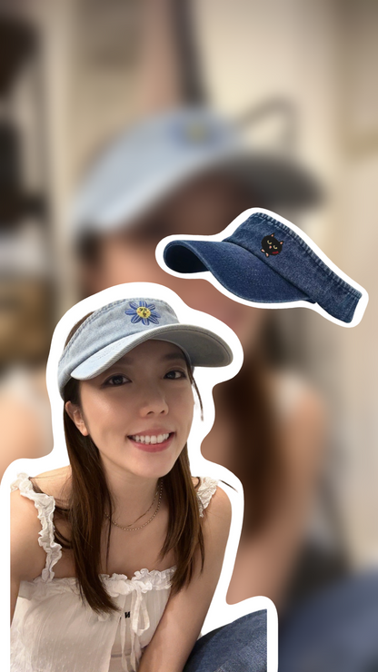 牛仔百搭刺繡太陽帽｜自家刺繡圖案