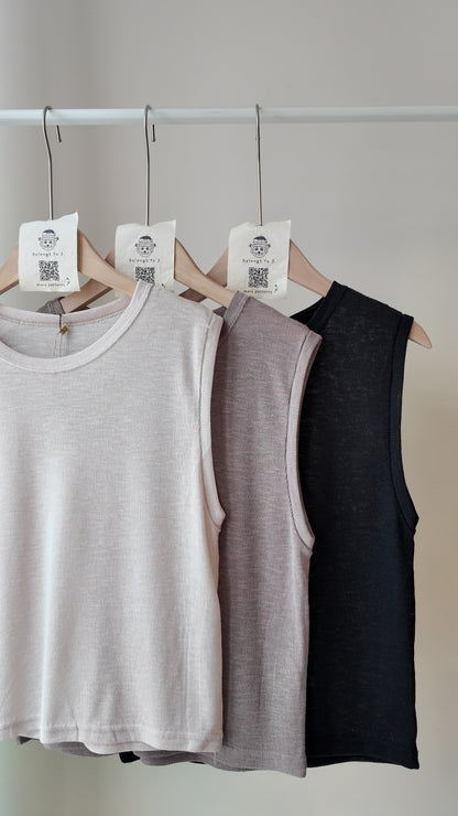 寬肩圓領針織背心