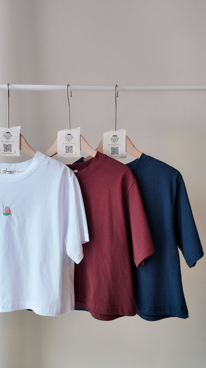 寬鬆圓領短版短袖上衣