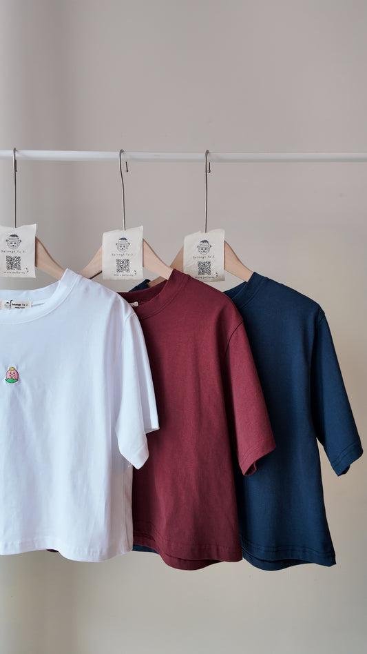 寬鬆圓領短版短袖上衣