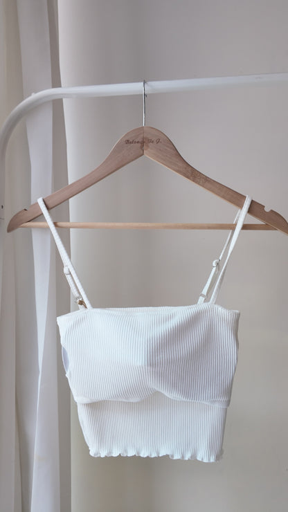 可調節直紋下擺捲邊背心（有胸墊)