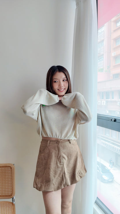 麂皮柔膚氣球短裙