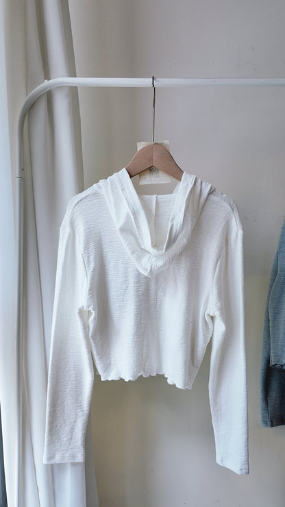 連帽排扣下捲邊外套上衣