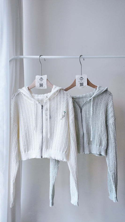 粗針織洞洞連帽外套