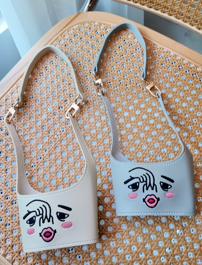仿皮刺繡飲品袋