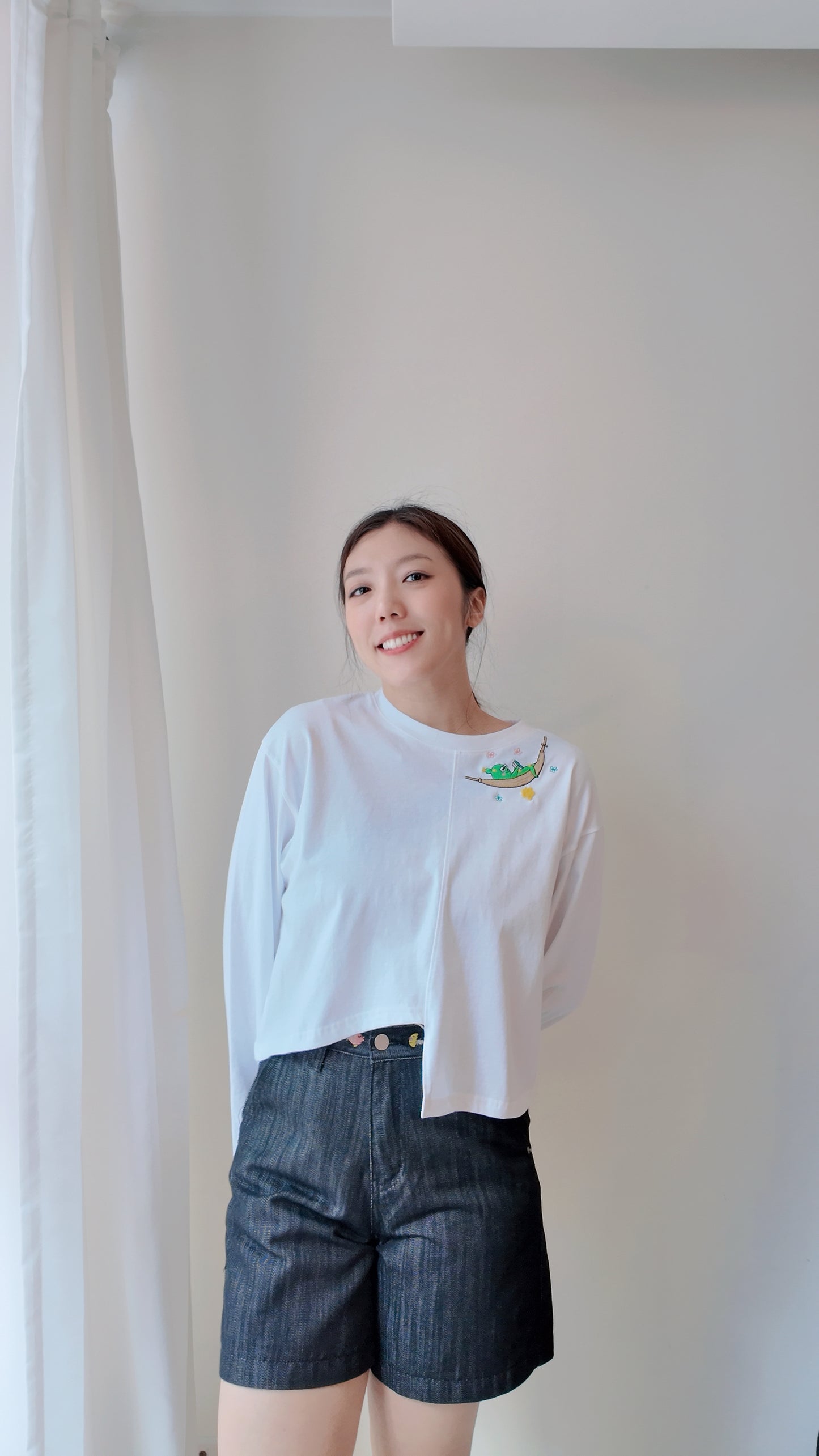 不規則下擺長袖上衣