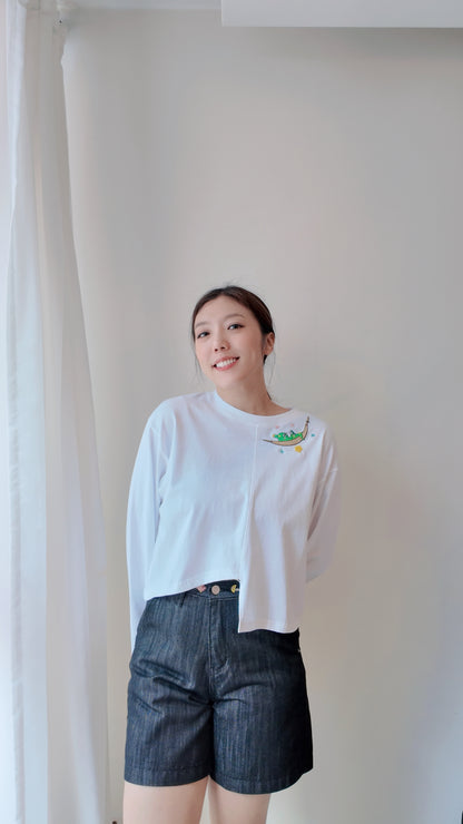 不規則下擺長袖上衣