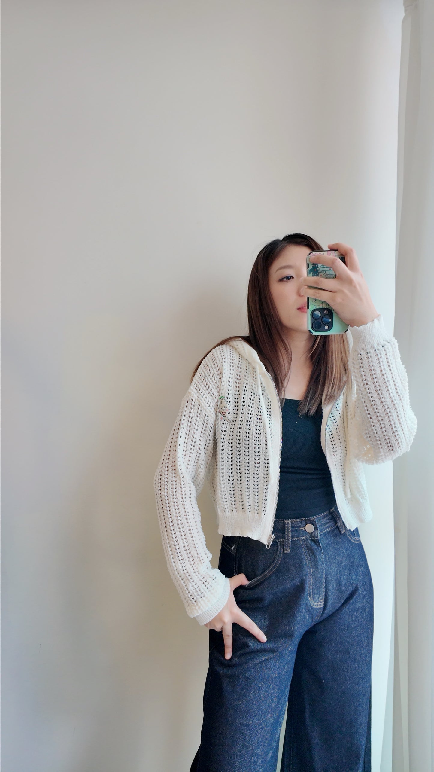 粗針織洞洞連帽外套