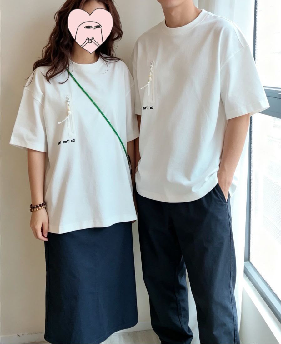 自家製-中性拉鍊口袋落肩Oversized T-shirt