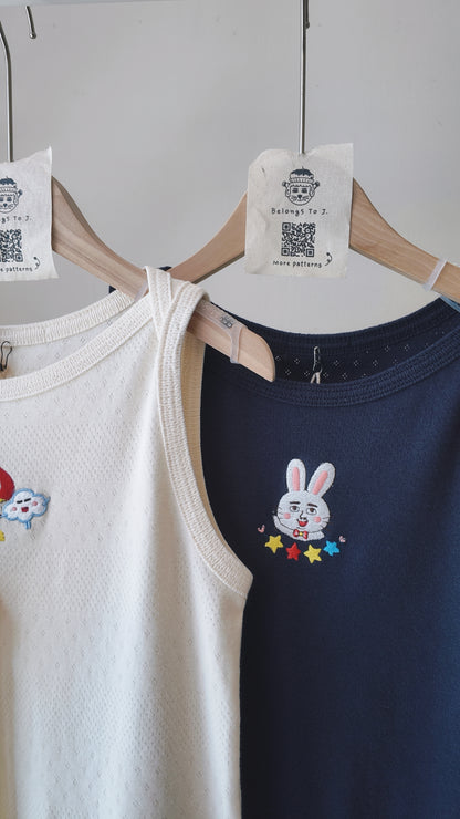 一字領針織提花背心