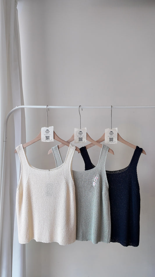 清爽方領針織線背心