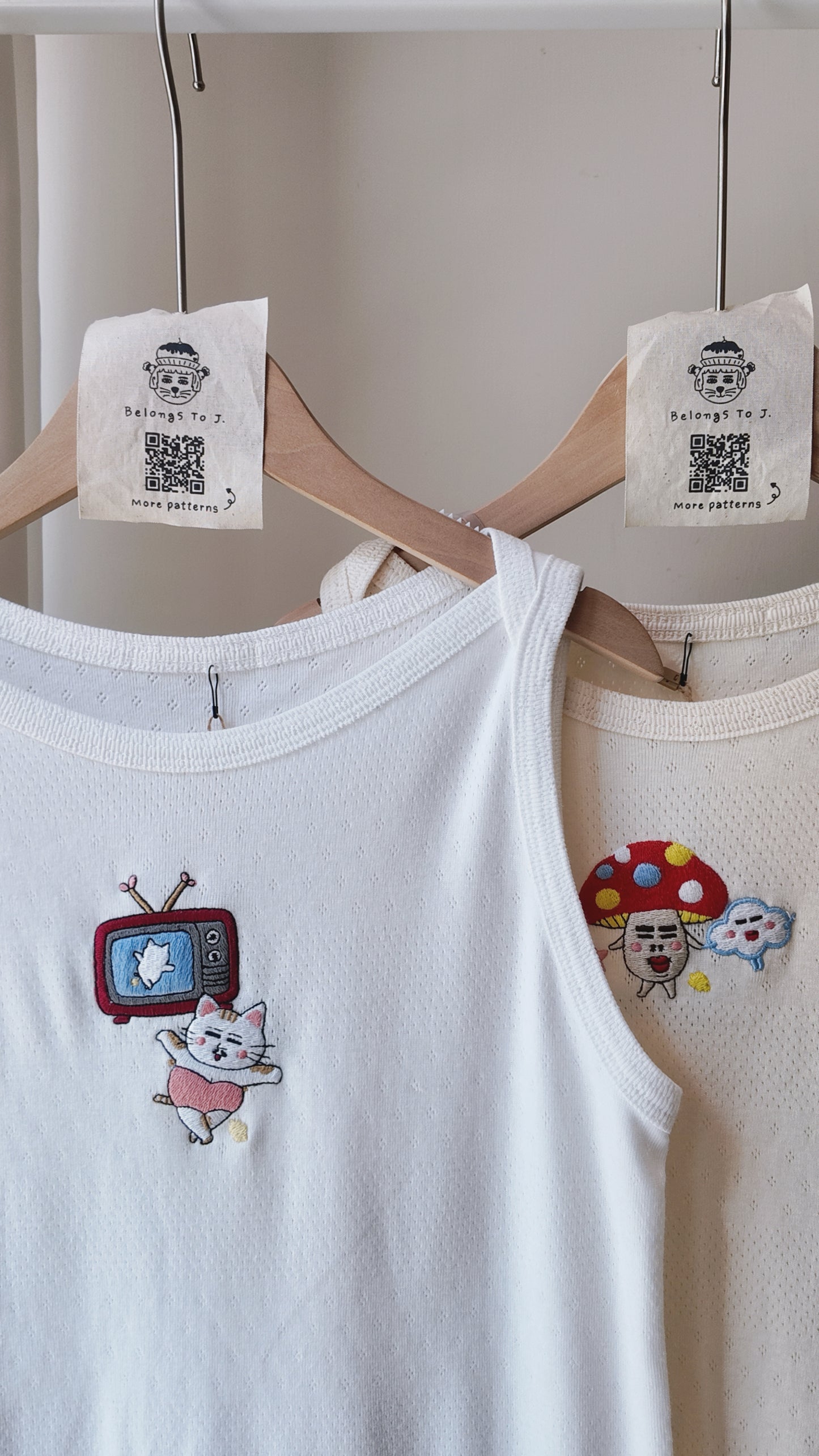 一字領針織提花背心