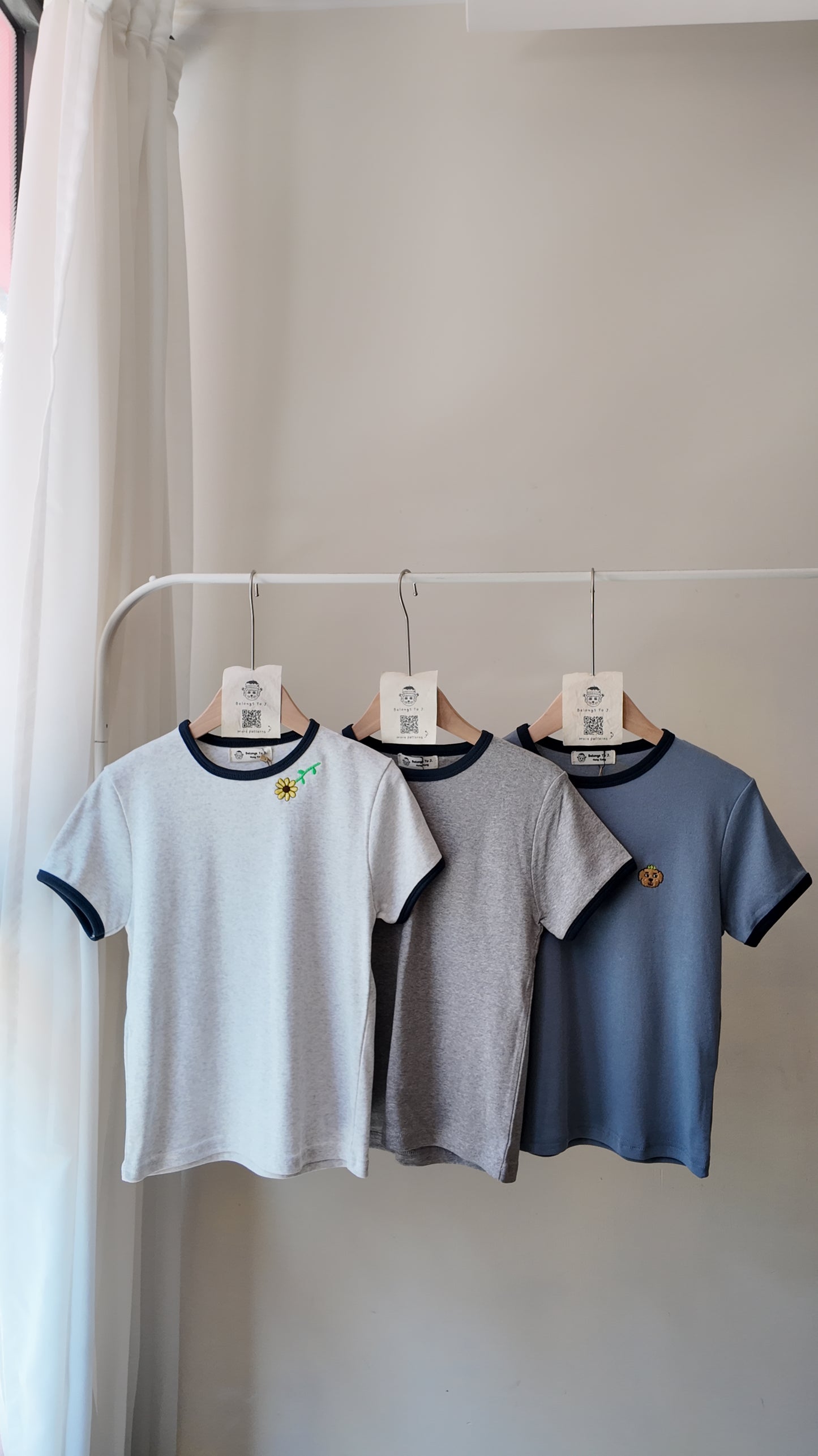 拼色包邊短袖上衣