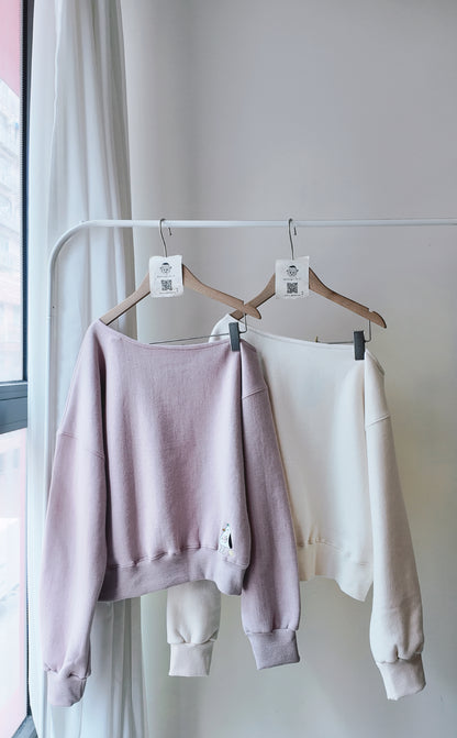 一字領寬鬆長袖衛衣