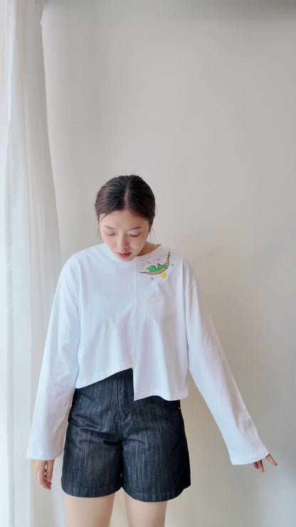 不規則下擺長袖上衣