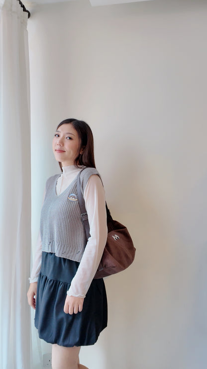 粗針織破洞V領背心