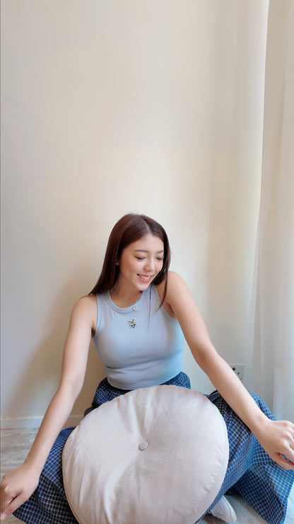 圓領入肩短背心（有可拆胸墊)