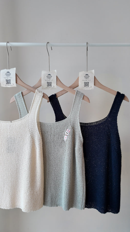 清爽方領針織線背心