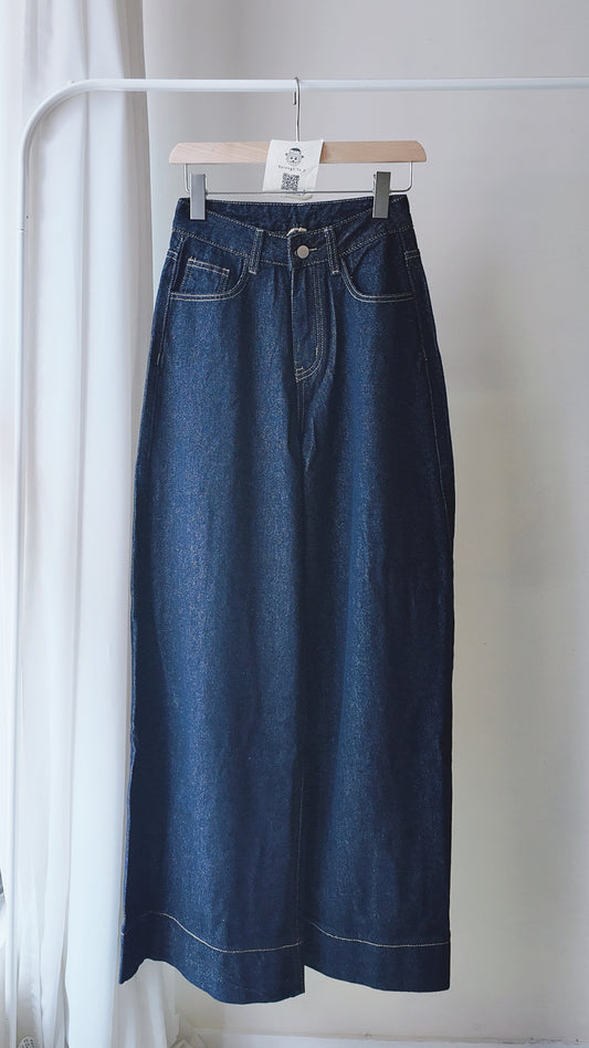 褲腳車線A字寬褲