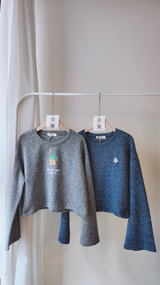 自家製-混色針織圓領上衣