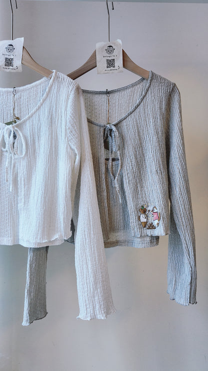 樹枝紋前綁帶真兩件上衣