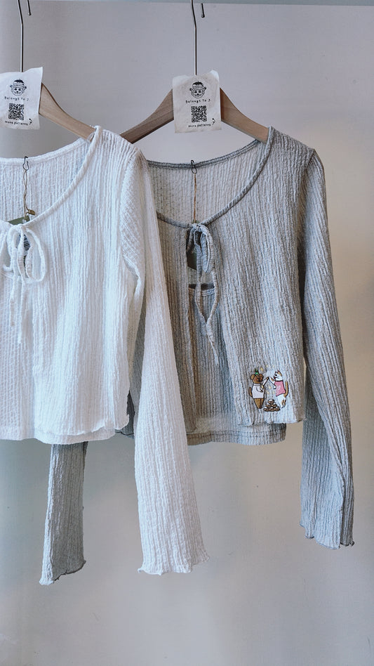 樹枝紋前綁帶真兩件上衣